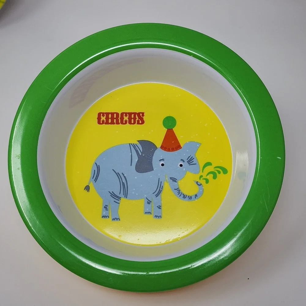 Elephant Giraffe Melamine Plates Bowl Set OS Kids Knack 3 Safari Circus Animal